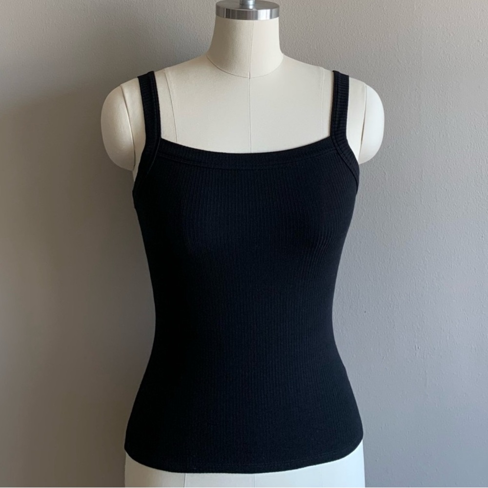 Reformation Black Ribbed Tank Top
